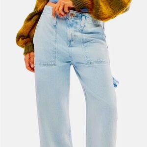 We The Free Free People Major Leagues Mid-Rise Cuffed Denim Jeans.